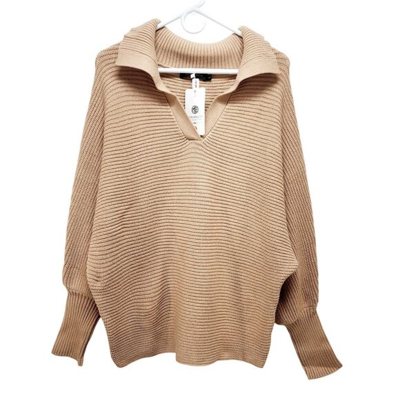 Merokeety Women Long Sleeve V-Neck  Neck Loose Oversized  Tunic Top brown Size L - Picture 2 of 13